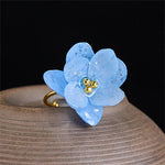 Buddha Stones Liuli Hydrangea Flower Wisdom Ring