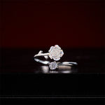 Buddha Stones 999 Sterling Silver Zircon Flower Adjustable Protection Ring