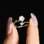 Buddha Stones 999 Sterling Silver Zircon Flower Adjustable Protection Ring