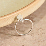 Buddha Stones 999 Sterling Silver Zircon Flower Adjustable Protection Ring