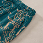 Buddha Stones Cotton Oriental Landscape Pattern Men's Tapered Pants With Pockets