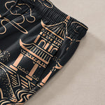 Buddha Stones Cotton Oriental Landscape Pattern Men's Tapered Pants With Pockets