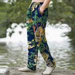 Buddha Stones Cotton Tiger Jungle Pattern Men's Tapered Pants With Pockets