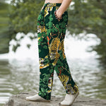 Buddha Stones Cotton Tiger Jungle Pattern Men's Tapered Pants With Pockets