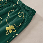 Buddha Stones Cotton Golden Floral Cloud Pattern Men's Tapered Pants With Pockets
