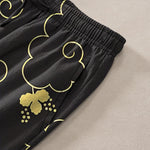 Buddha Stones Cotton Golden Floral Cloud Pattern Men's Tapered Pants With Pockets