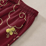 Buddha Stones Cotton Golden Floral Cloud Pattern Men's Tapered Pants With Pockets