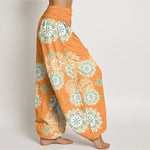 Buddha Stones Pure Cotton Various Mandala Floral Pattern Women's Elastic Waist Harem Pants