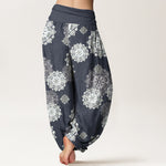 Buddha Stones Pure Cotton Various Mandala Floral Pattern Women's Elastic Waist Harem Pants