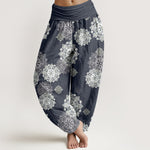 Buddha Stones Pure Cotton Various Mandala Floral Pattern Women's Elastic Waist Harem Pants