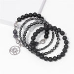 Buddha Stones 4pcs Lava Rock Lotus New Beginning Bracelet
