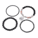 Buddha Stones 4pcs Lava Rock Lotus New Beginning Bracelet