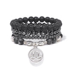 Buddha Stones 4pcs Lava Rock Lotus New Beginning Bracelet