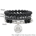 Buddha Stones 4pcs Lava Rock Lotus New Beginning Bracelet