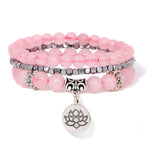 Buddha Stones 3pcs Zebra Jasper Lotus Enlightenment Beaded Bracelet