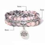 FREE Today: New Beginning and Motivating 3Pcs Zebra Jasper Lotus Enlightenment Beaded Bracelet