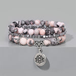 FREE Today: New Beginning and Motivating 3Pcs Zebra Jasper Lotus Enlightenment Beaded Bracelet