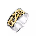 Buddha Stones Copper Dragon Tang Dynasty Flower Design Strength Adjustable Ring