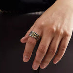 Buddha Stones Copper Dragon Tang Dynasty Flower Design Strength Adjustable Ring