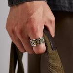 Buddha Stones Copper Dragon Tang Dynasty Flower Design Strength Adjustable Ring