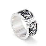 Buddha Stones Copper Dragon Tang Dynasty Flower Design Strength Adjustable Ring