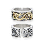 Buddha Stones Copper Dragon Tang Dynasty Flower Design Strength Adjustable Ring