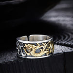 Buddha Stones Copper Dragon Tang Dynasty Flower Design Strength Adjustable Ring