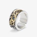 Buddha Stones Copper Dragon Tang Dynasty Flower Design Strength Adjustable Ring