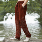 Buddha Stones Cotton Subtle Dragon Pattern Men's Tapered Pants With Pockets