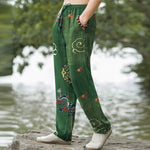 Buddha Stones Cotton Auspicious Cloud Dragon Pattern Men's Tapered Pants With Pockets