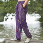 Buddha Stones Cotton Auspicious Cloud Dragon Pattern Men's Tapered Pants With Pockets