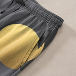Buddha Stones Cotton White Crane Chasing The Sun Pattern Men's Tapered Pants With Pockets