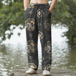 Buddha Stones Cotton Vintage Floral Medallion Pattern Men's Tapered Pants With Pockets