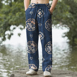 Buddha Stones Cotton Vintage Floral Medallion Pattern Men's Tapered Pants With Pockets