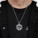 Buddha Stones Copper Dragon Fu Character Peace Buckle Wealth Relief Carving Vintage Necklace