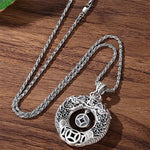 Buddha Stones Copper Dragon Fu Character Peace Buckle Wealth Relief Carving Vintage Necklace