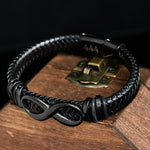 Buddha Stones Infinity Design 444 Angel Number 888 Angel Number Titanium Steel Leather Strengthen Bracelet