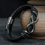 Buddha Stones Infinity Design 444 Angel Number 888 Angel Number Titanium Steel Leather Strengthen Bracelet