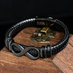 Buddha Stones Infinity Design 444 Angel Number 888 Angel Number Titanium Steel Leather Strengthen Bracelet