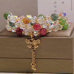 Buddha Stones Tourmaline Butterfly Pendant Transformation Three Layer Faceted Faceted Bracelet