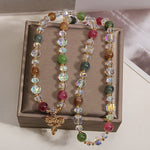 Buddha Stones Tourmaline Butterfly Pendant Transformation Three Layer Faceted Faceted Bracelet