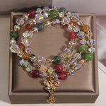 Buddha Stones Tourmaline Butterfly Pendant Transformation Three Layer Faceted Faceted Bracelet