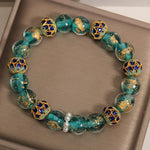 FREE Today: Purity and Healing Liuli Glass Bead Gold Leaf Cloisonné New Chinese Round Bracelet