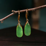 FREE Today: Prosperity and Luck Jade Teardrop Vintage Gold Tone Earrings