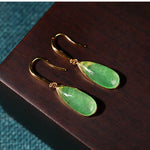 FREE Today: Prosperity and Luck Jade Teardrop Vintage Gold Tone Earrings