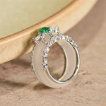 Buddha Stones Chalcedony Flower Green Zircon Positive Ring