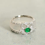 Buddha Stones Chalcedony Flower Green Zircon Positive Ring