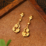 Buddha Stones Turquoise Cloisonné Lotus Gourd Accent Enlightenment Drop Earrings