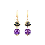 Buddha Stones Amethyst Lotus Enlightenment Drop Earrings