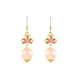 Buddha Stones Citrine Lotus Enlightenment Enamel Drop Earrings